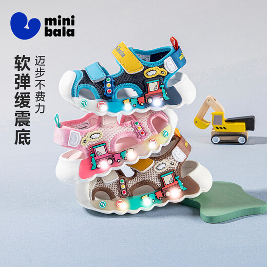 Minibala light shoes, children's sandals, river shoes, new summer sports shoes for boys and girls, toe-toe flashing lights, outdoor wading shoes