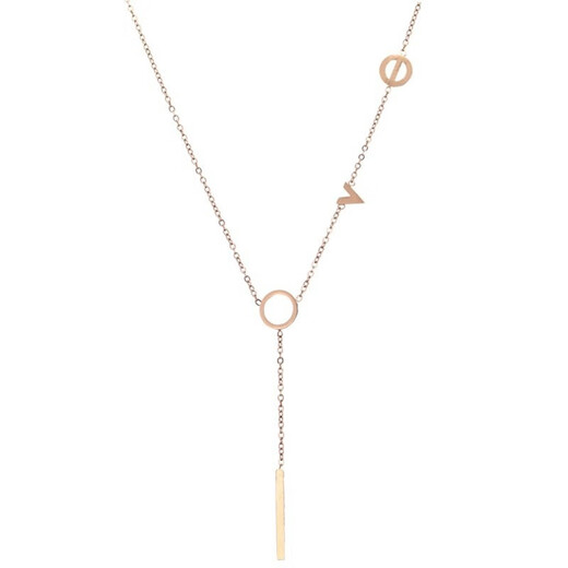 Libiao K gold LOVE necklace for women AU750 rose gold colored gold letter clavicle chain for Valentine's Day gift Rose gold LOVE necklace
