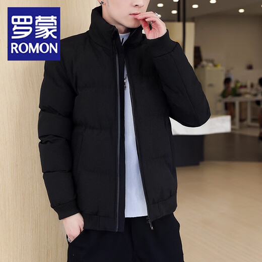ROMON down jacket men's trendy brand winter 2026 new thickened American trendy work clothes men's warm cotton jacket black XL 120-135Jin Jin equals 0.5 kg
