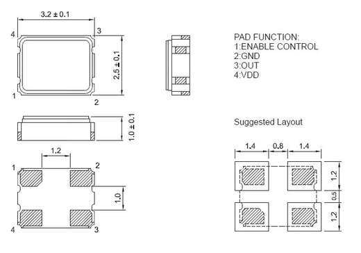 3225 active crystal oscillator 148.5M 9.6M 18.5625M 9.28125M 4.6405M 2. 18.5625MHZ 3.3V