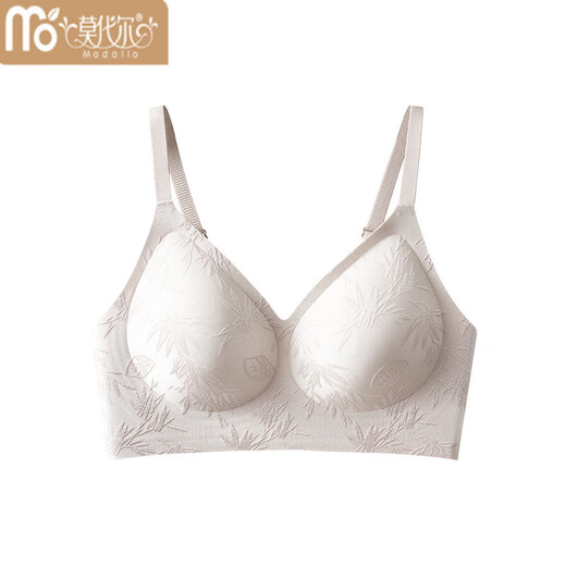 Modal Alto Lujo Nuevo Estilo Chino Sujetador de Encaje Ropa Interior Sin Costuras Verano de Mujer Fino Pecho Pequeño Recogido Jacquard en Relieve Sujetador de Mujer Blanco 85B (175)