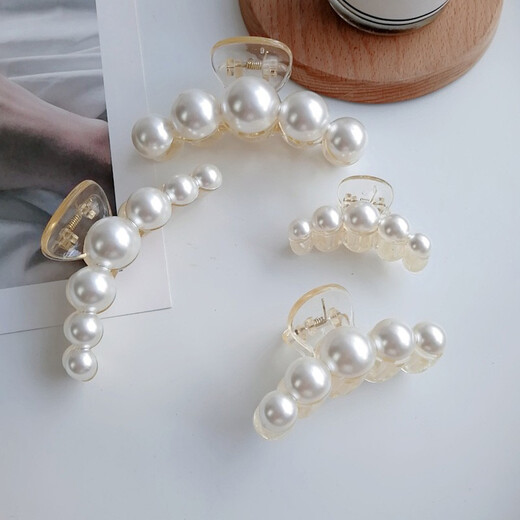 Jiuvia Gripper Large Back of Head Internet Celebrity Elegant Hair Clip Pearl Hair Clip Hairpin Top Clip Shark Clip Headwear JYFJ Large Pearl Clip About 10cm