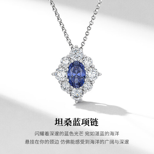 Gagia 925 Silver Tanzanite Blue Gemstone Necklace for Women Light Luxury Pendant Silver Clavicle Chain Holiday Birthday Gift Tanzanite Blue Gemstone Necklace + Light Luxury Gift Box