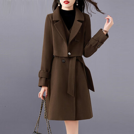 Chu Xin two-piece suit skirt 2025 autumn and winter women's new fashion temperament fashionable high-end suit dress coffee color M (90-112Jin Jin equals 0.5 kg)