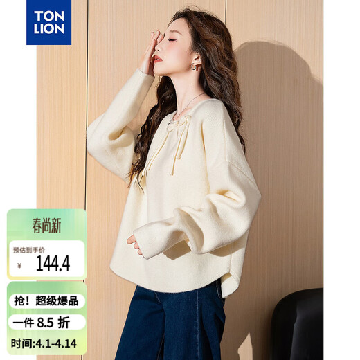 TonLion 2025 autumn and winter women's wool new Chinese style solid color special button sweater