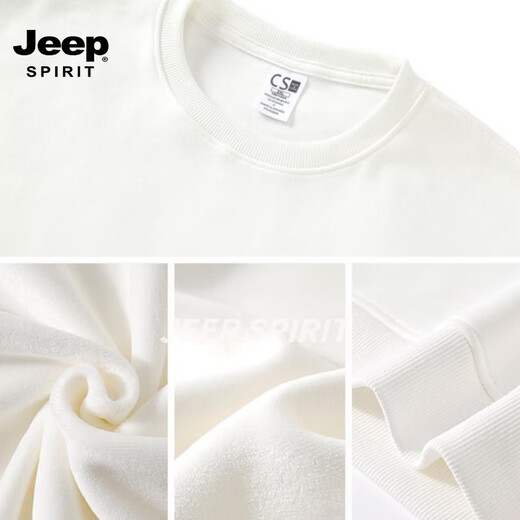 JEEP SPIRIT American heavyweight sweatshirt for men 2026 spring new daily casual loose round neck hooded top jacket for men black L 135-160Jin Jin equals 0.5 kg