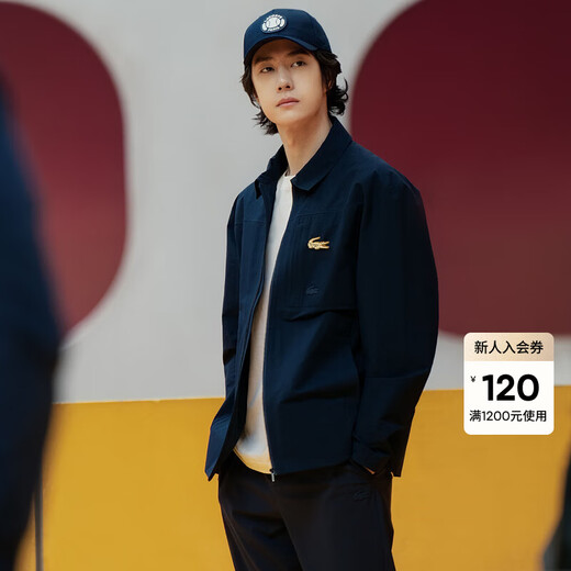 LACOSTE Wang Yibo's same style French crocodile men's spring and summer waterproof coat-style shirt jacket | CH7191 166/Navy Blue 39 S/M