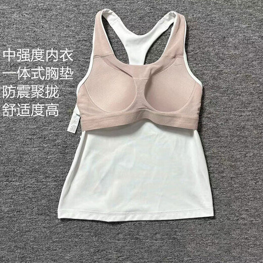 Nike vest women's summer new fashion hook fitness yoga training sportswear breathable casual sleeveless T-shirt DV9898-100 comes with chest pads without displacement XL