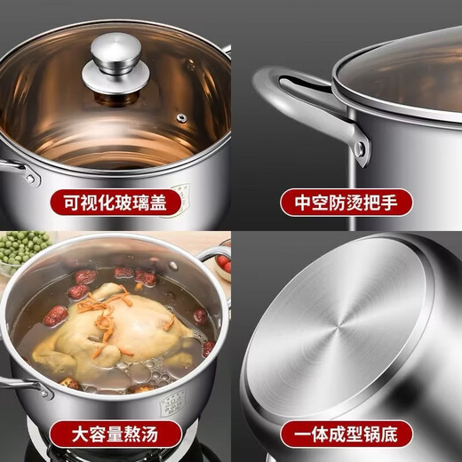 Jingyan stainless steel steamer two-layer steamer soup pot hot pot integrated steamer steamer steamed buns steamed buns induction cooker gas pot double-layer multi-functional steamer extra thick 26cm food grade stainless steel丨energy-concentrated bottom does not pick up the stove