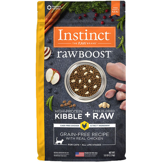 INSTINCT Bailey Fresh Healthy Ideal Body Low Calorie Low Fat Weight Control Grain-Free Chicken Freeze-dried into Whole Cat Food for Kittens Fresh Freeze-dried Chicken 10 lbs (After 25 Years) 0g Double Label Anti-Counterfeiting