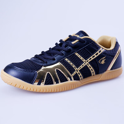 Zapatos de tenis de mesa Piscis (pescado doble) para hombres y mujeres zapatos de entrenamiento profesional para la competencia sin deslizamiento de zapatillas de zapatillas suaves sin deslizamiento [DF-878] Black/Gold Adult 40 (250 mm)