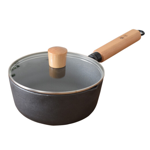 [Official quality] New cast iron milk pot uncoated baby food supplement soup pot non-stick noodle stew fryer thickened multi-functional small iron pot 17CM uncoated with brand logo model + additional products