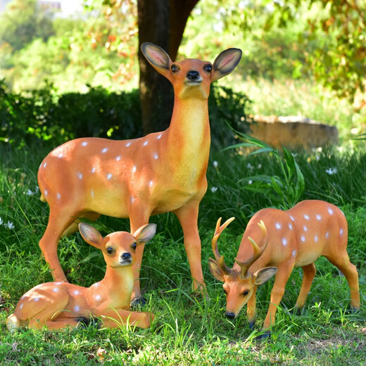 Yi Mingyuan courtyard outdoor garden forest animal landscape decoration resin fiberglass simulated sika deer sculpture ornaments small combination