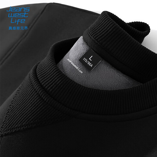 JEANSWEST LIFE Jeans velvet sweatshirt men's autumn and winter thickened warm jacket triangle design heavy gray round neck top