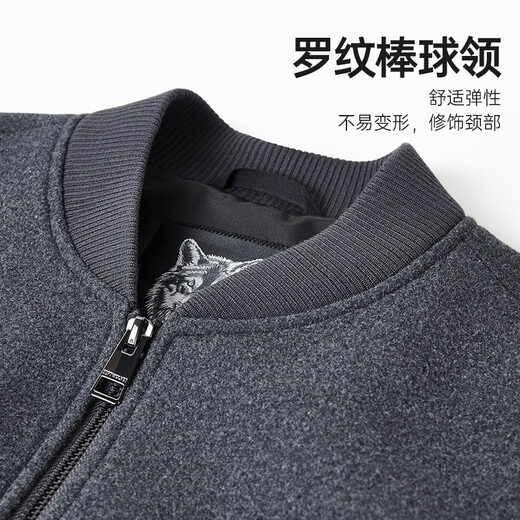 Sieben Wolf Jacke Herren Baseball Neck Wolle Jacke Herren Frühling warm warm bequeme windprofessionelle Jacke Single Jacke Herrenkleidung 001 (schwarz) 175/92a (xl)