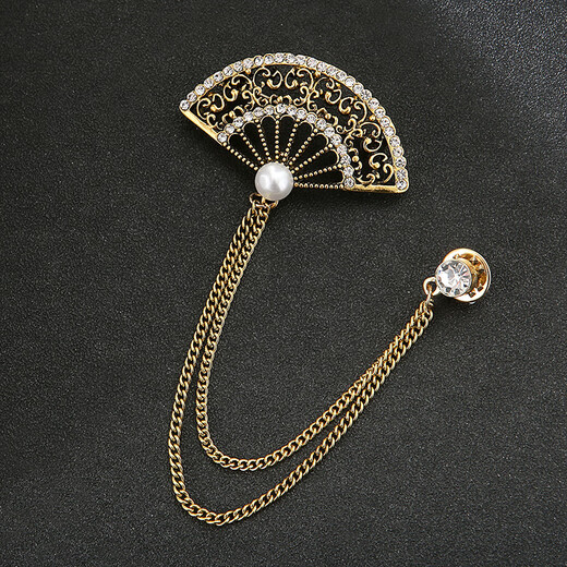 Mr. Ouyang men's personalized suit with tassel badge, guitar instrument jewelry chain brooch, twist ball brooch accessories, six-pointed star silver A11-304