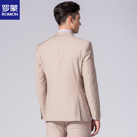 ROMON suit suit groomsmen groom wedding dress slim professional business formal wear 6S88013 khaki 46A