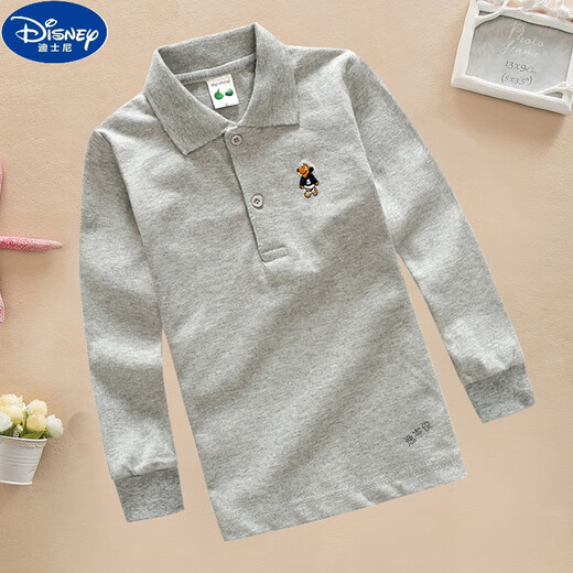 Disney (Disney) Детская белая футболка для футболки для футболки для рубашки детской одежды базовая рубашка хлопковая лацкат Топ девочек Осенняя одежда Школьная форма
