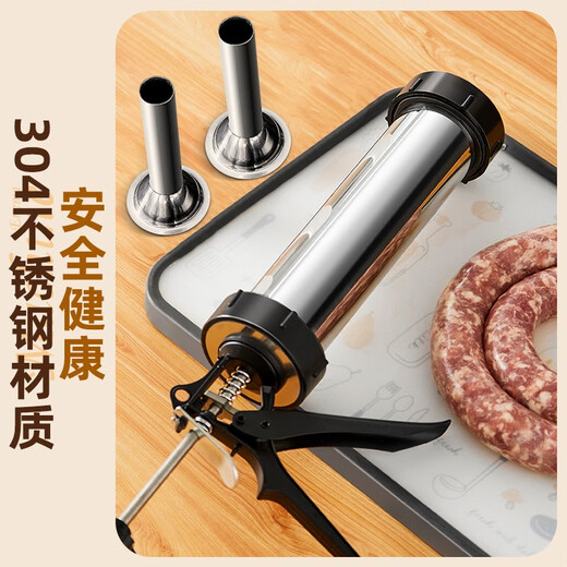 Zhihui Sausage Stuffing Machine Home Artifact Sausage Stuffing Machine Sausage Squeezing Meat Gun Manual Sausage Stuffing 304 Stainless Steel Sausage Stuffing Machine Equipped with 2 stainless steel mouths