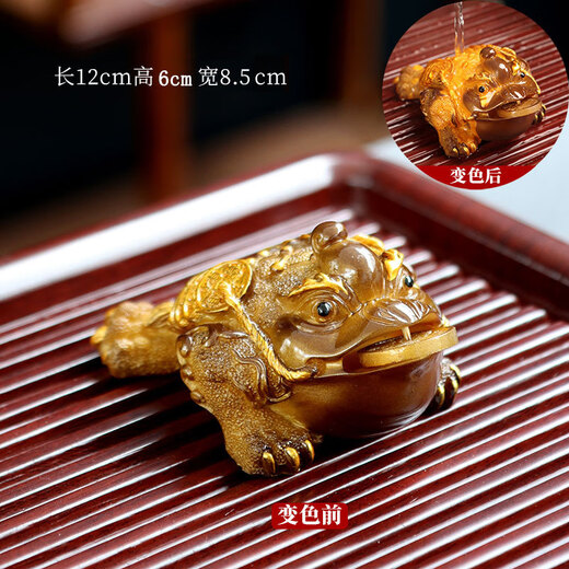 Ruoyuan Golden Toad Tea Pet Ornaments Boutique Color Changing Tea Set Accessories Tea Table Tea Tray Tea Ceremony Golden Cicada Lucky Tea Table Toad Golden Toad