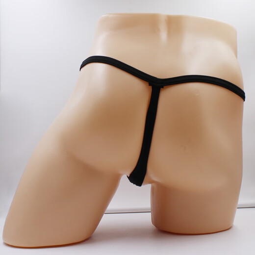 ZKHE men's fun underwear sexy loophole bundled thong T-pants easy to enter and exit pants 60Jin[Jin equals 0.5 kg] couple's sexy underwear triangle with hole black
