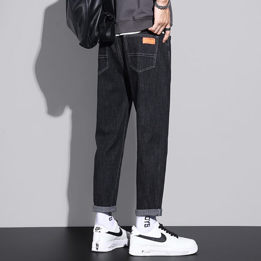 Weiqian (WEIQIAN) jeans men's spring and summer new style pants men's loose straight pants men's large size versatile trendy casual men's trousers [two pairs] K6621 black gray + K6621 light blue 28