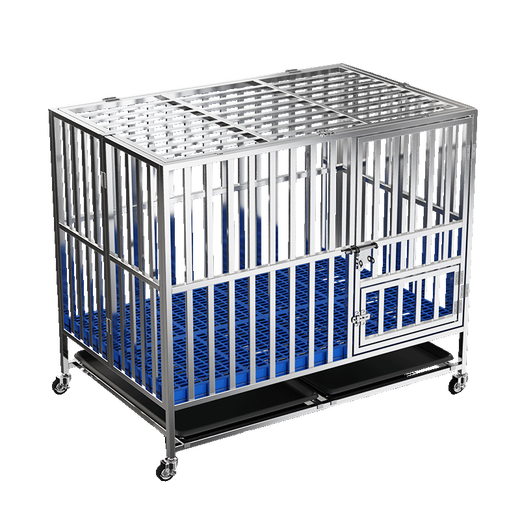 HKML stainless steel dog cage large dog cage folding medium dog small dog pet with toilet indoor dog house outdoor 125*95*106 folding square tube fully welded 1 shot of 8 free dogs factory direct sales new products limited time impulse
