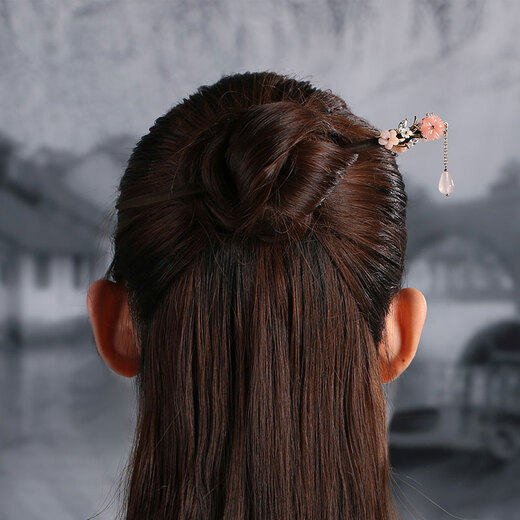 Yanyu Jiangnan ancient style Hanfu headdress updo hair wooden hairpin classical walking retro tassel hairpin female cheongsam accessories hairpin hairpin length about 18 cm