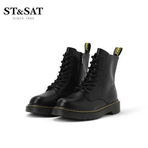 St&Sat/星期六英伦风马丁靴冬季款百搭厚底炸街短靴女靴SS24116697 黑色（单里） 35 225mm