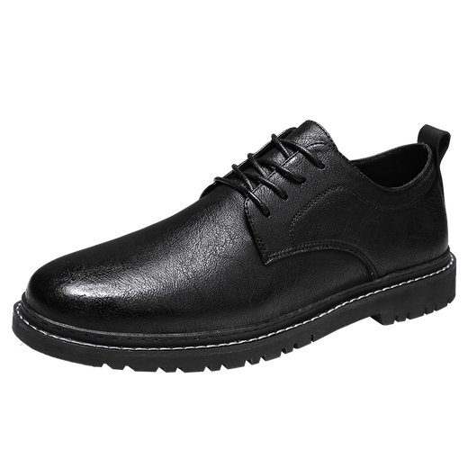 LWOK Neues Produkt Herren lässige Lederschuhe Trend Britische Männerschuhe Mode vielseitige Geschäftsschuhe tragen resistente formelle Schuhe Height-verstärkte Schuhe 9920 Black 42