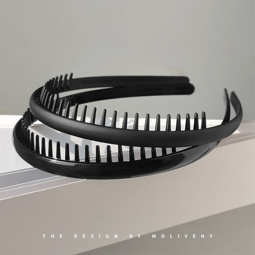 Zhuo Keke simple black face wash headband for women summer makeup with toothed bangs for broken hair headband non-slip pressure hairpin medium teeth matte black