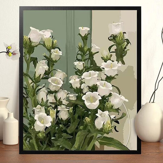 CLCEY数字油画diy花卉风景动漫手绘填充手工diy丙烯油彩画装饰画 H1049郁金香 30*40黑白实木薄画板+颜料笔