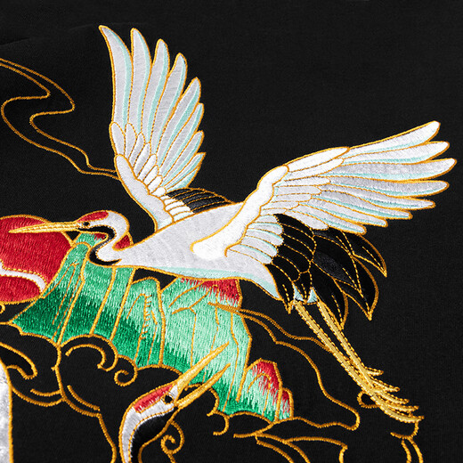 Denon supreme short-sleeved embroidered T-shirt for men and women fashion brand summer Chinese style Monkey King Pure Cotton Loose National Trend Couple T-shirt T733 Black XL code (recommended 136-155 Jin [Jin equals 0.5 kg])