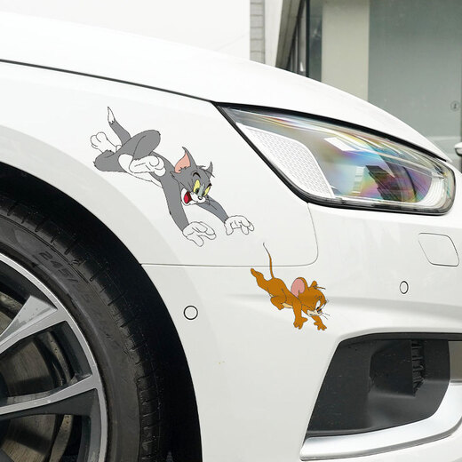 Tucker is suitable for car electric motorcycle stickers cat and mouse body door personalized stickers to block scratches and modifications running cat and mouse (30 cm single side)
