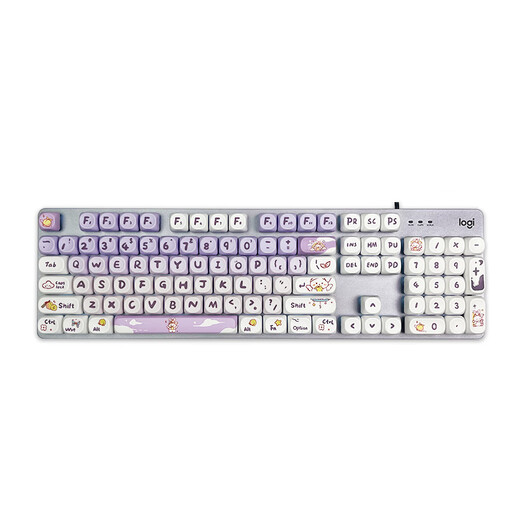 Logitech [Little Rabbit Purple] K845 mechanical keyboard Gaming keyboard Office keyboard Full size Office and home backlight e-sports chicken keyboard MOA height ball keycap K845-Blue axis-Little Rabbit Purple+G102 wired mouse black
