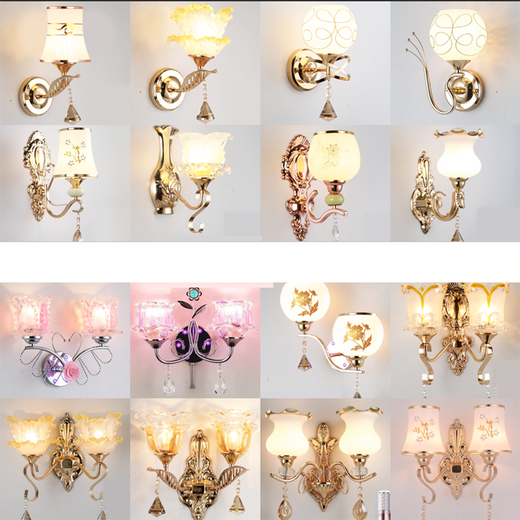 Chunlu wall lamp bedside lamp Nordic modern European style simple creative led American bedroom living room aisle staircase wall lamp lotus color P style single head