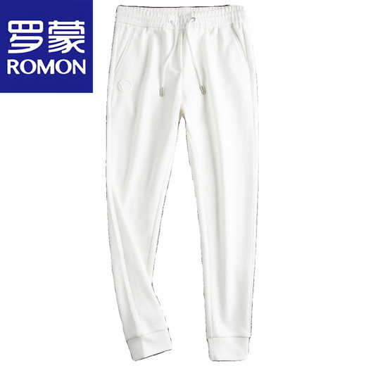Patrón de piña de estilo Romon Spring y Autumn Pantalones blancos Pantalones europeos para hombres Pantalones casuales Men's White D121 XL recomendado 135-150Jin [Jin iguala 0.5 kg]