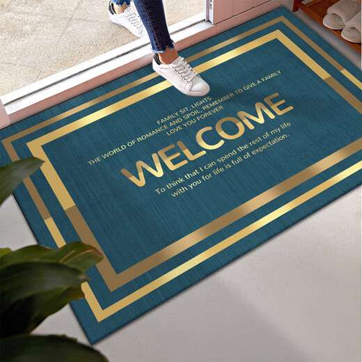 Ligera de lujo Puerta simple Mat de la columna del piso Mat de la puerta del hogar Entrada de la puerta de entrada de la tierra resistente y absorbente alfombra de la puerta moderna XZ-841 Dark Green 80120cm rectangular