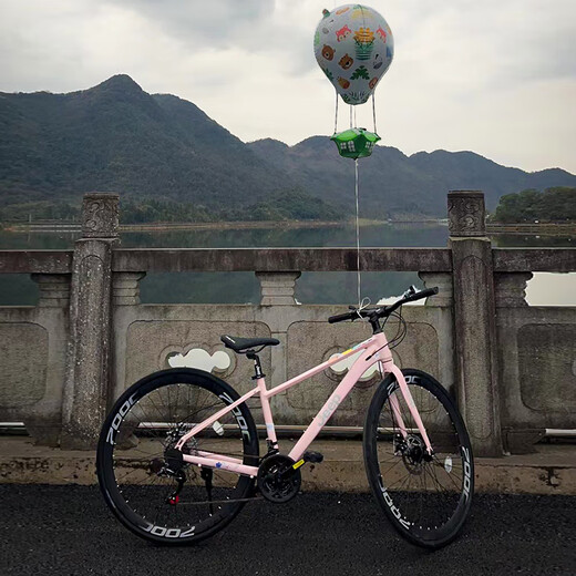 Jeep吉普公路自行车低跨度女式平把骑行变速成人男女学生代步车-卡布 卡布-樱花粉 700C（适合身高150-175CM) 27速