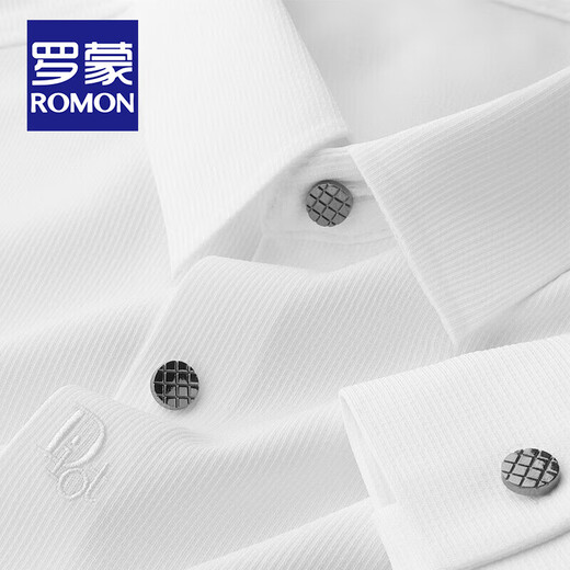 罗蒙（ROMON）高档轻奢四面弹长袖衬衫男士抗皱春秋商务无痕休闲衬衣免烫易搭理 长柚-6018蓝色 2XL 码