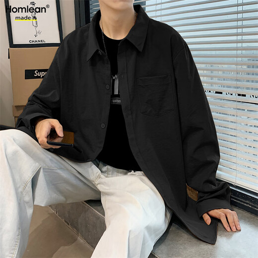 Camisa literaria de color sólido japonés de homlean Manura de manga larga de primavera y manga larga de verano