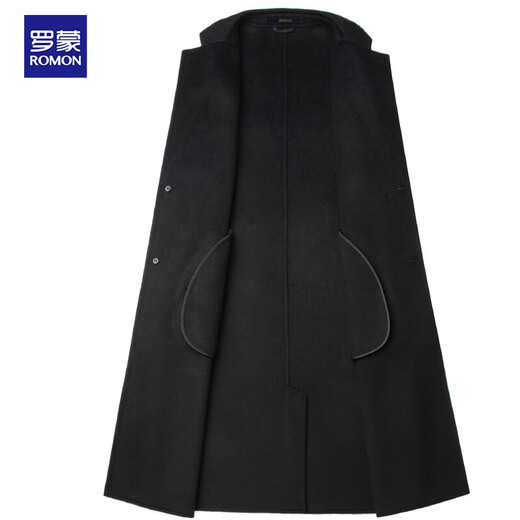 Romon extended knee-length sheep wool double-sided woolen coat for men, autumn and winter long windbreaker, woolen coat for men