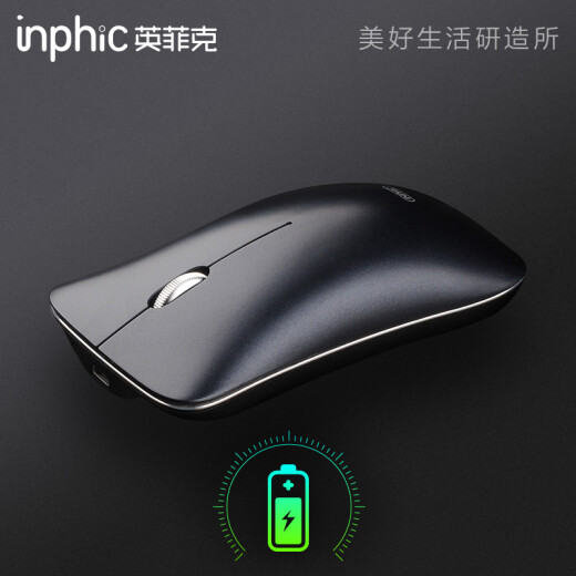 INPHIC PM9 mouse wireless mouse office mouse silent mouse charging mouse aluminum alloy frame ultra-thin portable 2.4G dark blue black