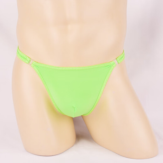 Ye Zimei men's transparent ice silk underwear ultra-thin sexy U-convex temptation thong double-sided buckle low-waist sexy underwear men's T-pants 4066 fruit green one size
