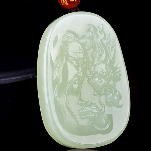 Un millier de jade [produit solitaire Jade] HETIAN JADE GUAN GONG PENDANT MEN COLOR DU SUCHER GUAN ERYE JADE PENDANT JADE PENDANT JADE PENDANT MODÈLE 2 QZM3523