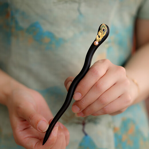 Su Shiliu black sandalwood daily hairpin, ancient style hairpin, women's hair accessories, Hanfu hairpin, hairpin, birthday gift for wife and mother, pearl feather sandalwood hairpin
