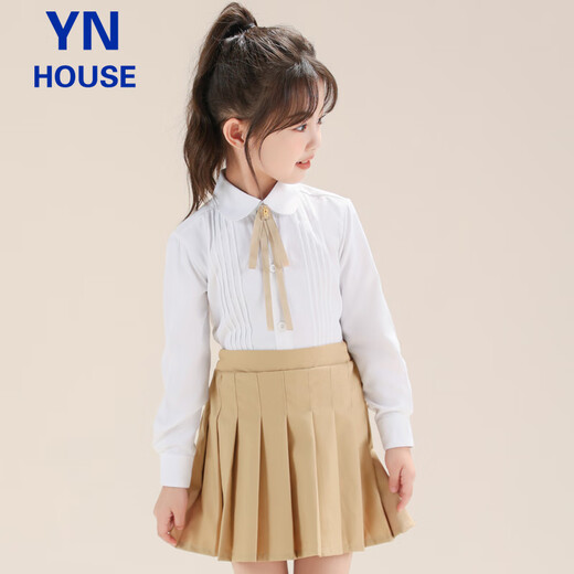 Yinuofang children's shirt white long-sleeved shirt Children's Day performance clothing bottoming shirt girls' shirt chorus T-shirt