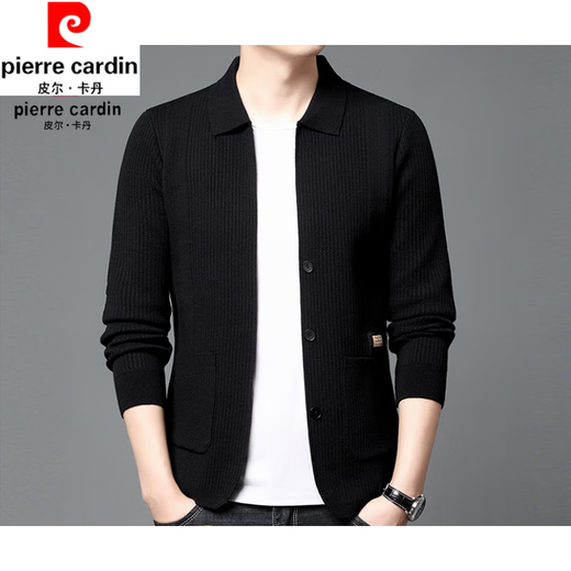 Pierre Cardin spring and autumn new men's wool knitted cardigan middle-aged lapel casual versatile long-sleeved slim jacket daddy gray A32353 L (recommended 115Jin Jin equals 0.5kg -130Jin Jin equals 0.5kg)