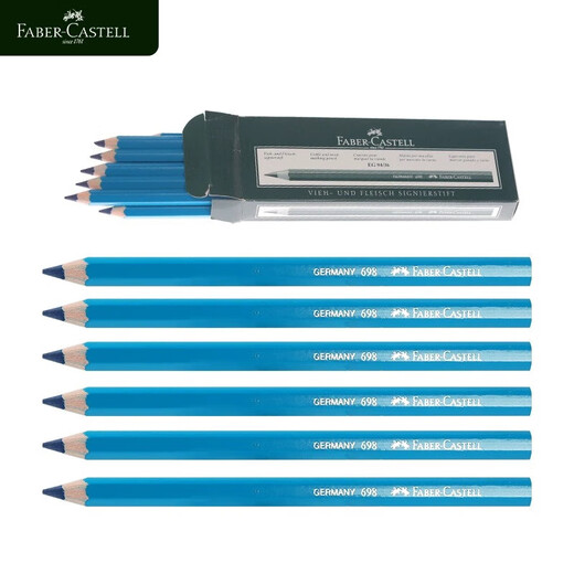 Huibojia 698 Pork Special Marker Waterproof Oil-proof Pig Blue Water-soluble Pencil Beef, Sheep Pork Marker Pencil Meat Marker Pencil [6 packs]