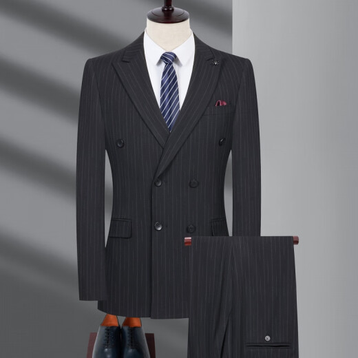 Charge High-End-Anzug Herbst und Winter neuer koreanischer Stil Slim Fit Zwei-Tiefe Business Casual Professional Anzug Jacke 2603 Blaue Streifen [zwei Schnallen und mittlere Schlitze] S 165/46 Größe [Empfohlen 105-120 Jin [Jin gleich 0,5 kg]]]